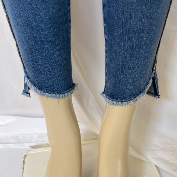 DEMOCRACY Jeans Tummy Control Size 6 Shiny Color Beads Side Stripe Dark Blue - Picture 8 of 12